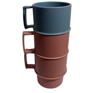 Tupperware Toys Mugs Vintage Dollhouse Stacking Toy Set Of 3 Pink & Blue Plastic